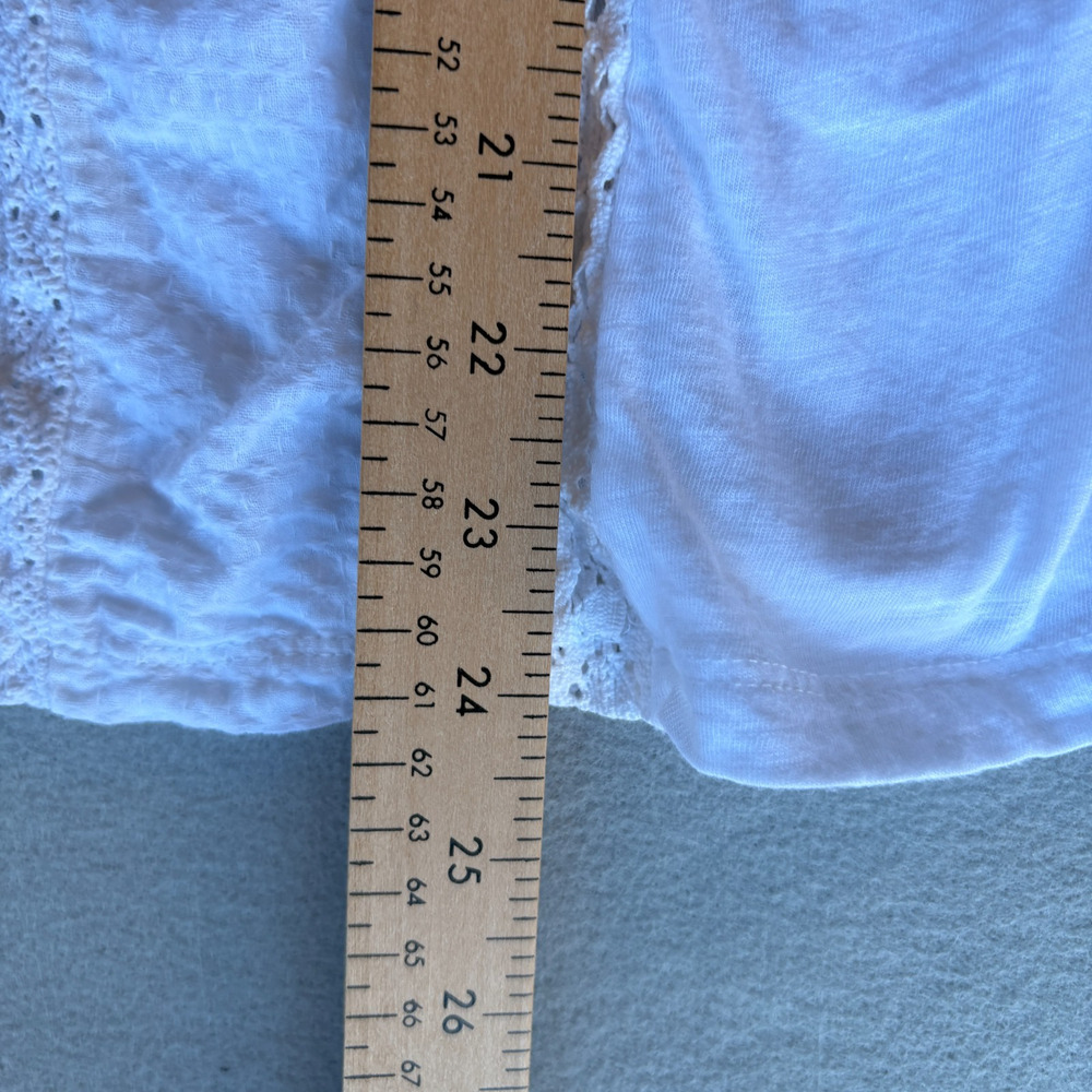 Lucky Brand Embroidered Tassel Tank Top White Boho Lace Trim Pleated Medium M - Picture 6 of 7
